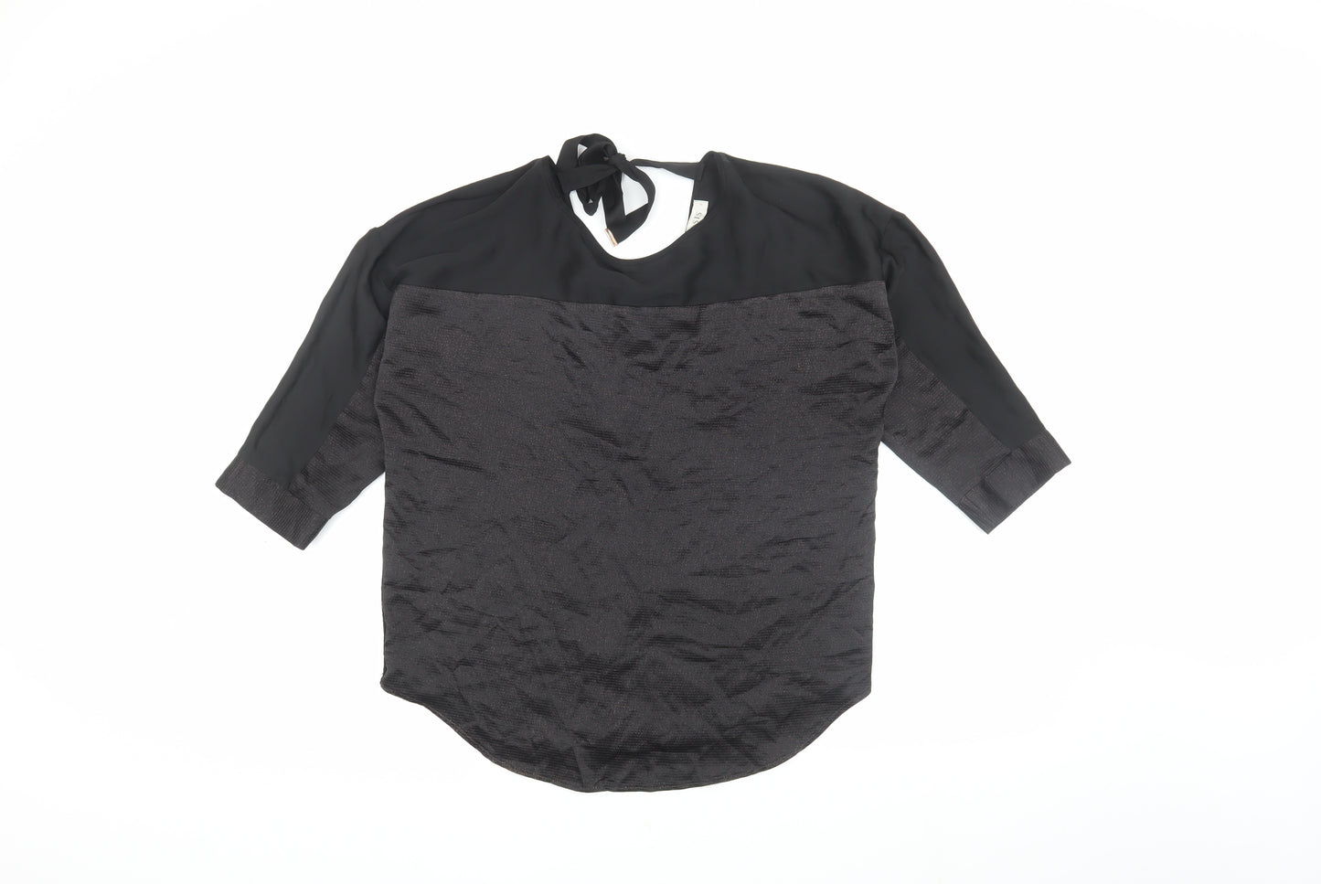 Oasis Women's Black 3/4 Sleeve Boat Neck Blouse