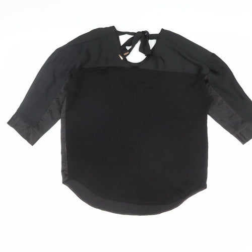 Oasis Women's Black 3/4 Sleeve Boat Neck Blouse