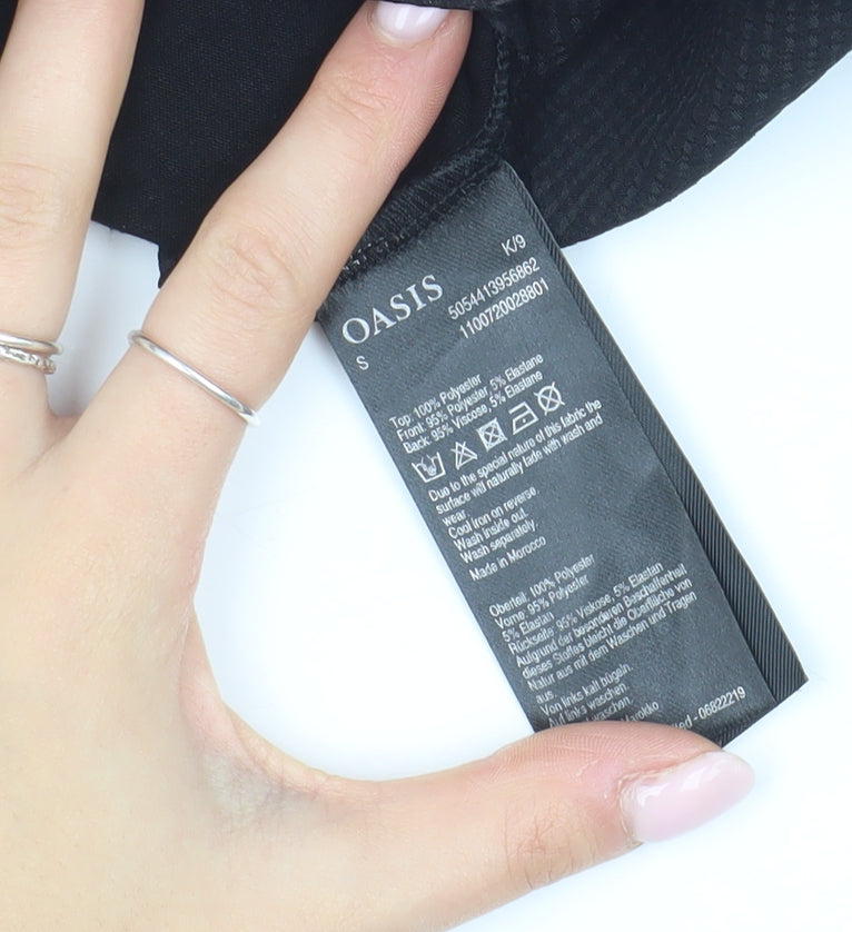 Oasis Women's Black 3/4 Sleeve Boat Neck Blouse