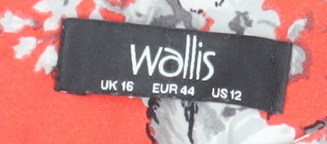 Wallis Women's Red Floral Tunic Blouse Size 16