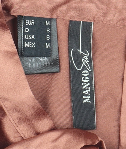 Mango Women's Brown Satin Blouse Size 12