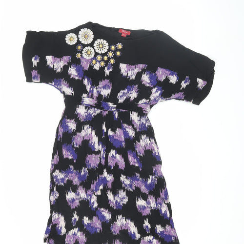 Monsoon Women's Black Purple Shift Dress Size 8