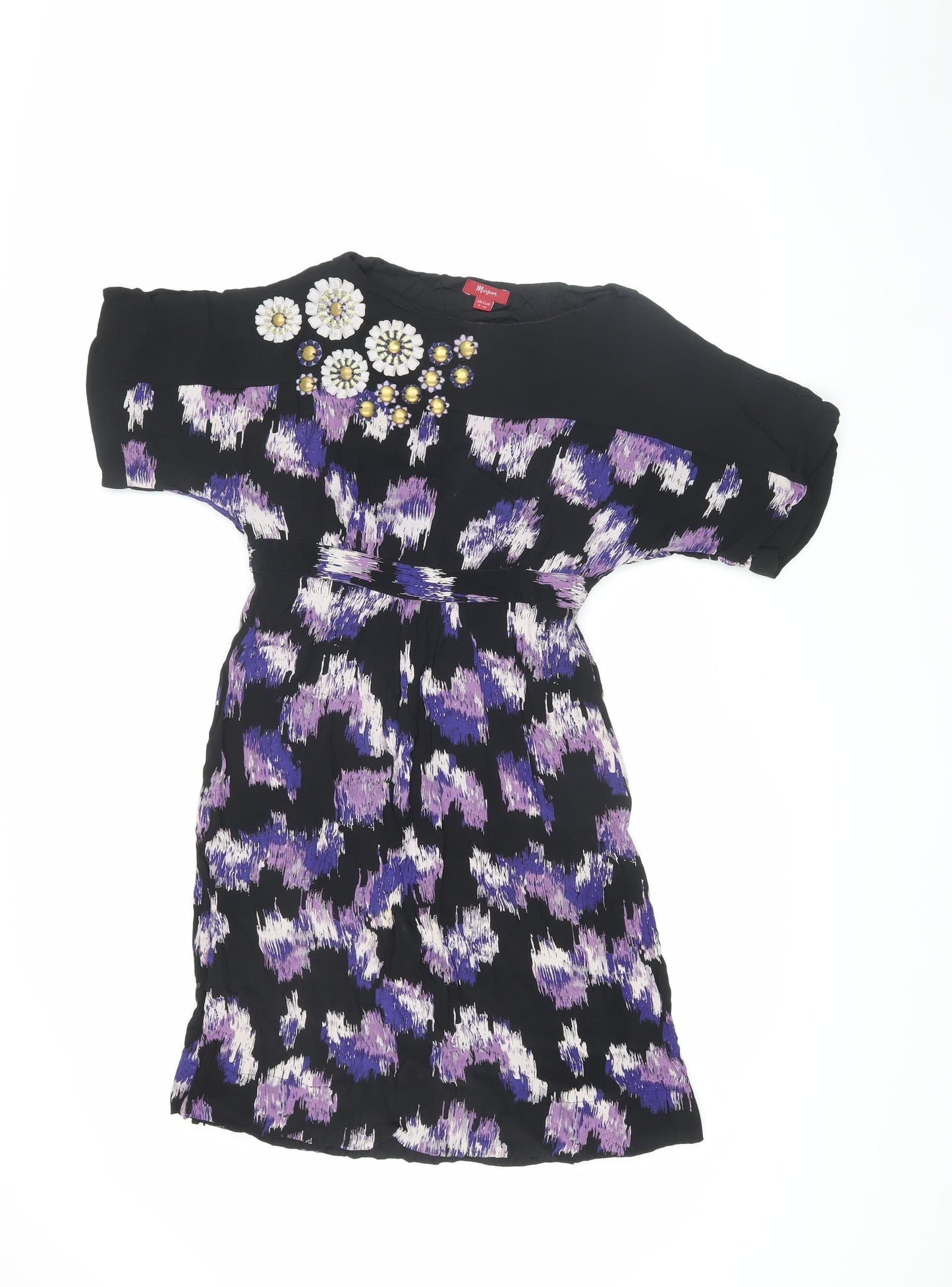 Monsoon Women's Black Purple Shift Dress Size 8