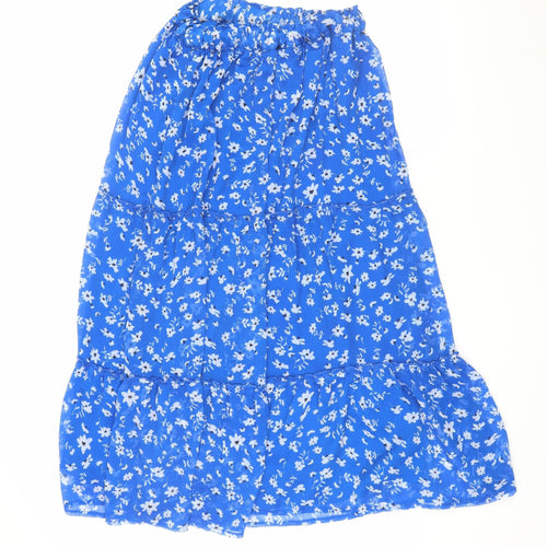 New Look Women's Blue Floral Peasant Skirt - Size 12