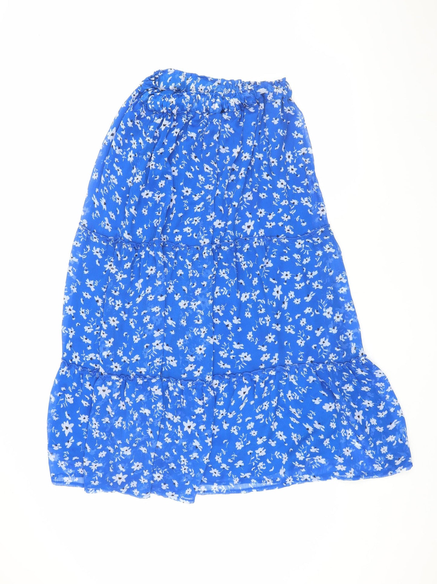 New Look Women's Blue Floral Peasant Skirt - Size 12