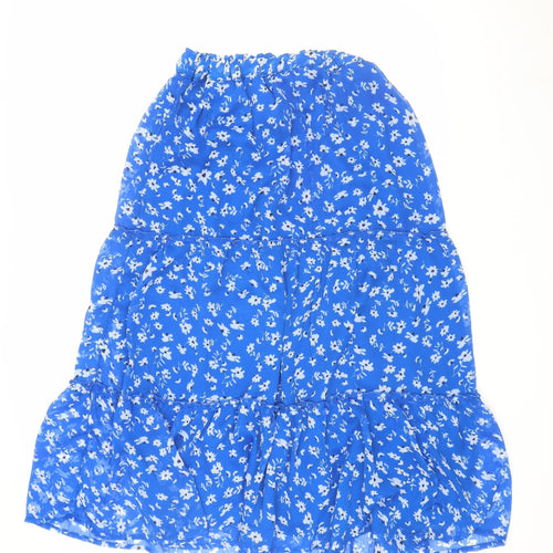 New Look Women's Blue Floral Peasant Skirt - Size 12