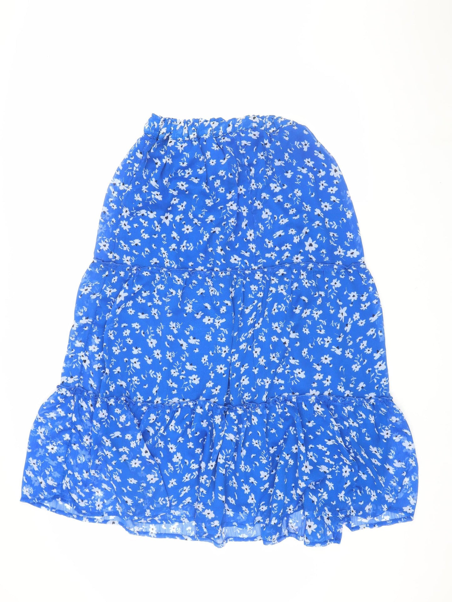 New Look Women's Blue Floral Peasant Skirt - Size 12