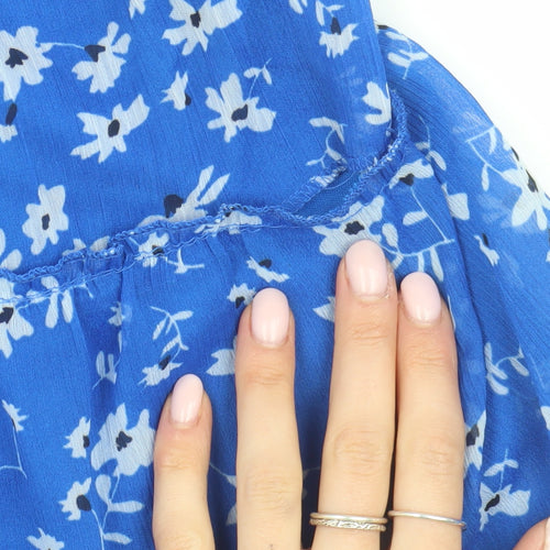 New Look Women's Blue Floral Peasant Skirt - Size 12