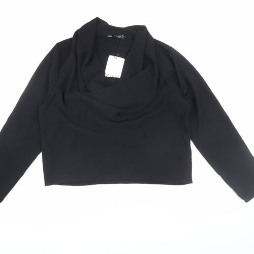 Zara Women's Black Cowl Neck Blouse L