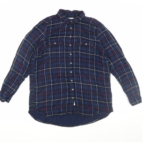 Fatface Men's Blue Plaid Long Sleeve Shirt Size 16