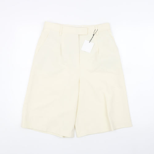 Zara Women's Ivory Chino Shorts Size S with Pleats