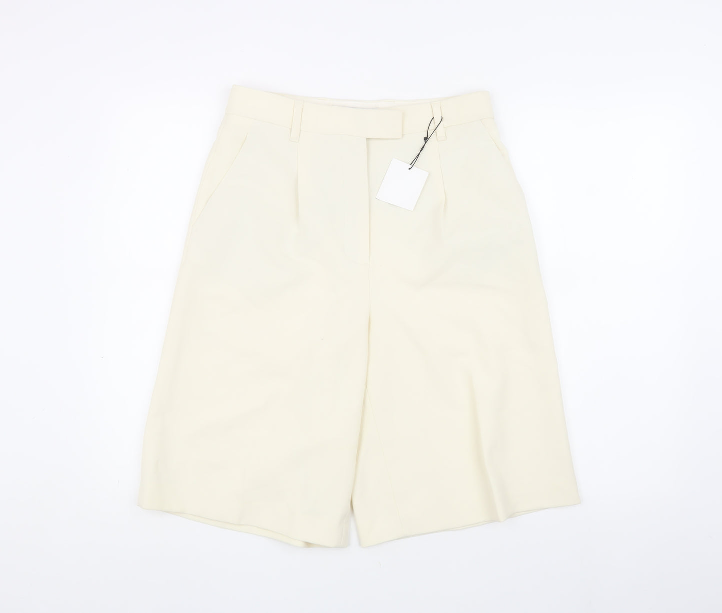Zara Women's Ivory Chino Shorts Size S with Pleats