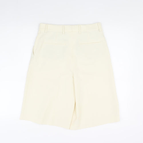 Zara Women's Ivory Chino Shorts Size S with Pleats