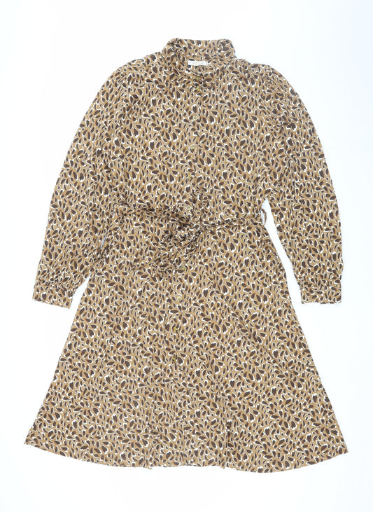 White Stuff Women's Brown Animal Print Shirt Dress