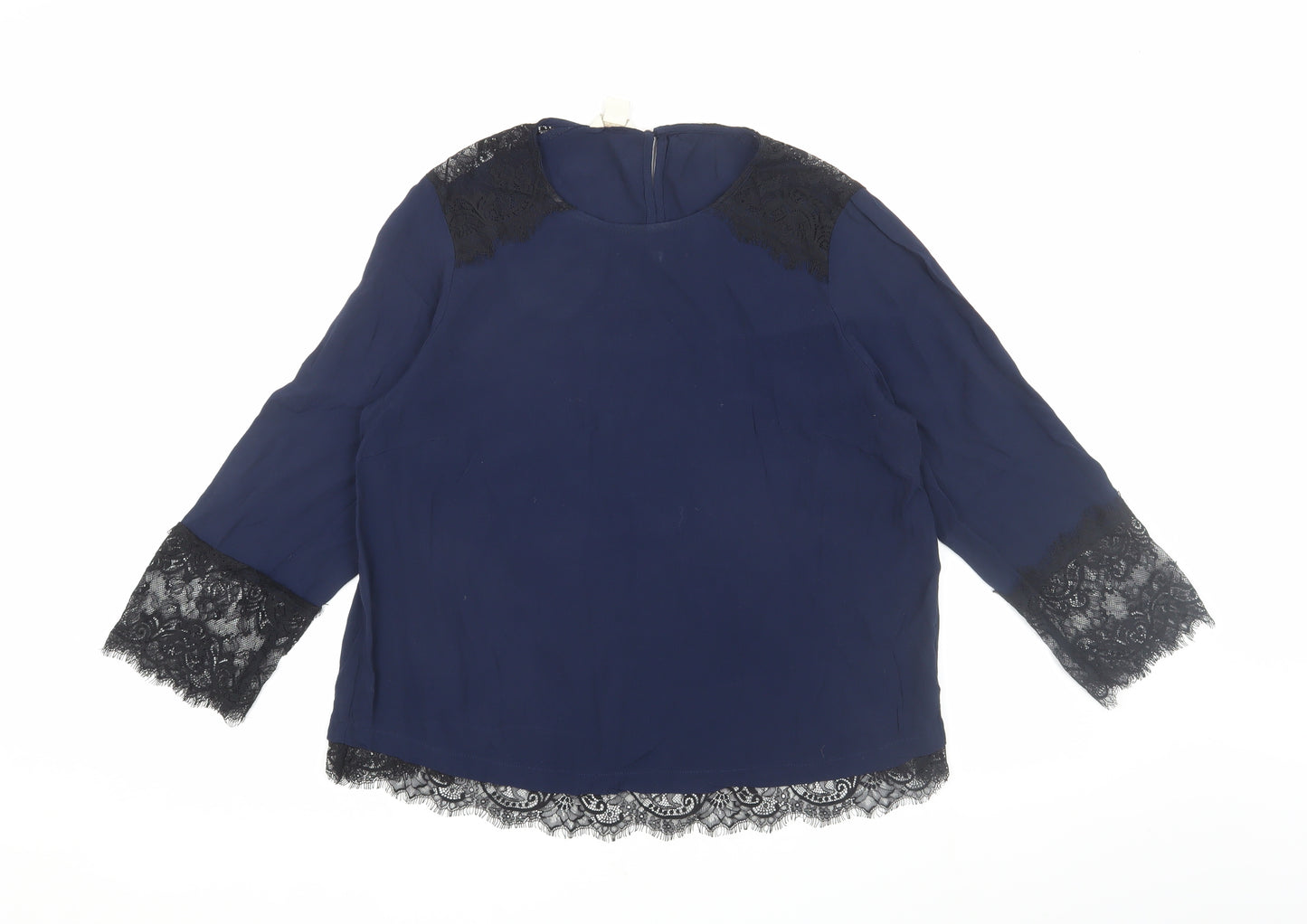 Monsoon Women's Blue Lace Accent Blouse Size 14
