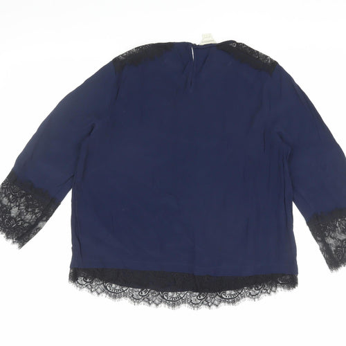 Monsoon Women's Blue Lace Accent Blouse Size 14