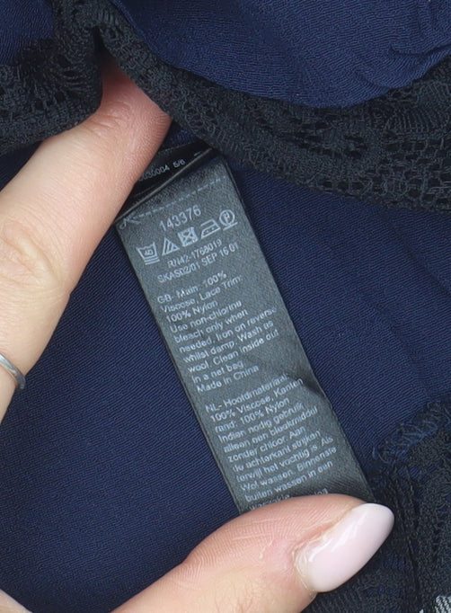 Monsoon Women's Blue Lace Accent Blouse Size 14