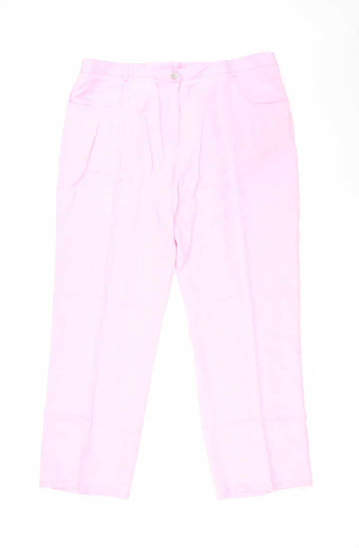 Ann Harvey Women's Pink Straight Tencel Trousers Size 20