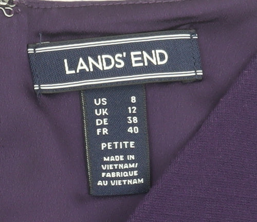 Lands' End Women's Purple Fit & Flare Dress, Size 12 Petite