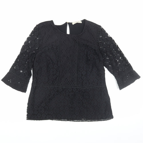 Oasis Black Lace Tunic Blouse, Women, Medium