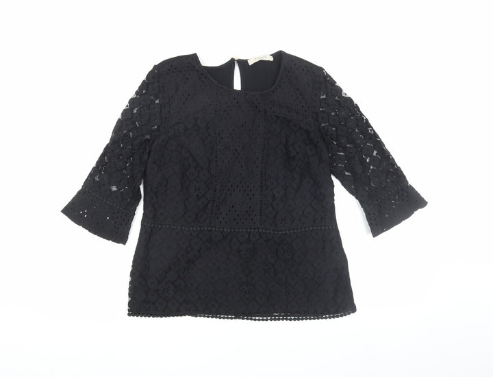 Oasis Black Lace Tunic Blouse, Women, Medium