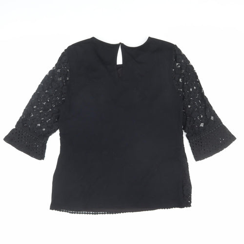 Oasis Black Lace Tunic Blouse, Women, Medium