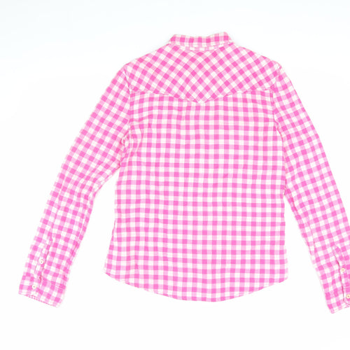 Hollister Women's Pink Check Button-Up Shirt, L