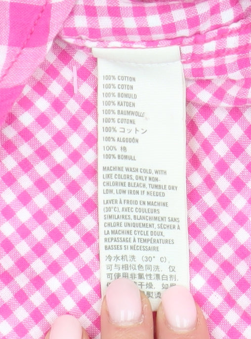 Hollister Women's Pink Check Button-Up Shirt, L