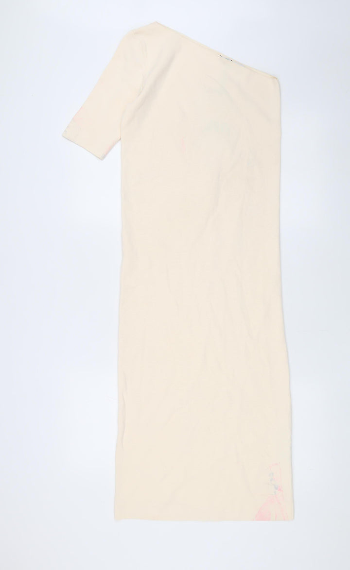 Zara Women's Ivory Midi Bodycon Dress S