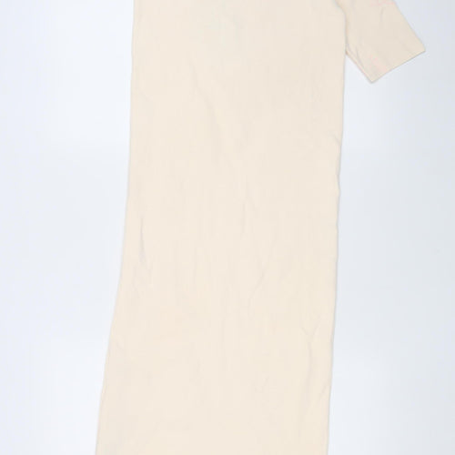 Zara Women's Ivory Midi Bodycon Dress S