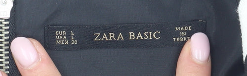Zara Basic Women’s Striped A-Line Dress, Black L
