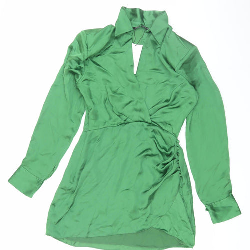Zara Women's Green Satin Dress, Size S, New