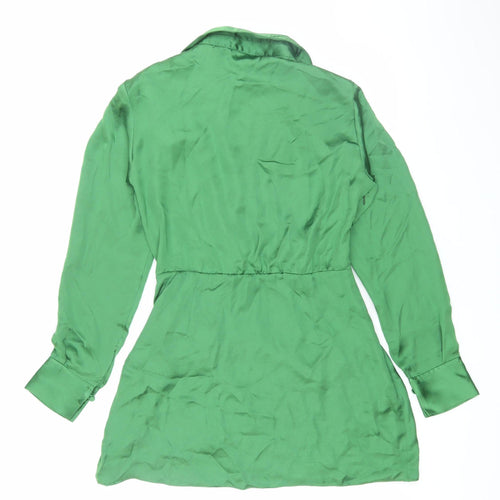 Zara Women's Green Satin Dress, Size S, New