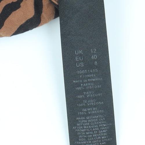 ASOS Design Brown Animal Print Jumpsuit, Size 12, Viscose