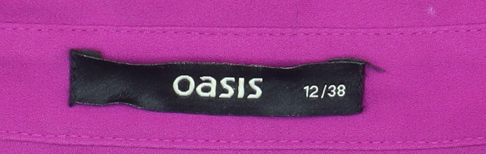 Oasis Pink Women's Blouse Size 12 - Collared, Buttoned