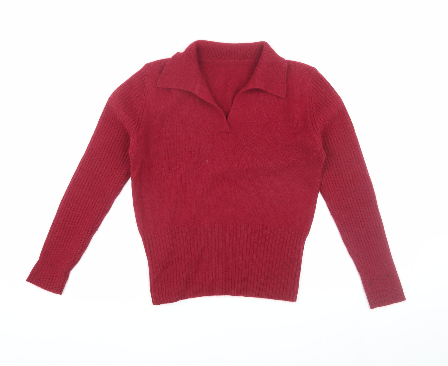 Marks and Spencer Women's Red Collared Knit Jumper, Size 10
