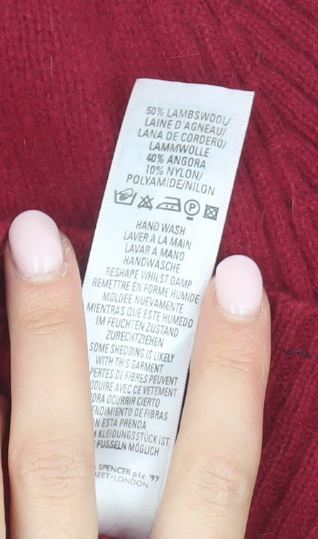 Marks and Spencer Women's Red Collared Knit Jumper, Size 10