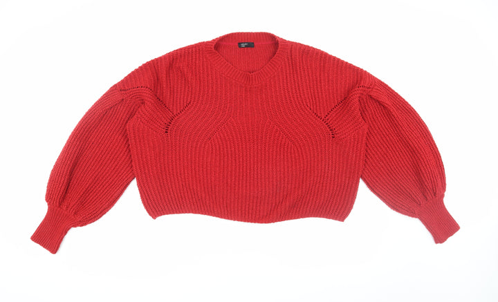 Nobody's Child Women's Red V-Neck Pullover Jumper, Size S