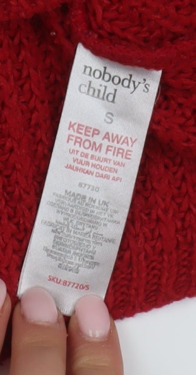 Nobody's Child Women's Red V-Neck Pullover Jumper, Size S