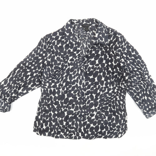 Anne Carson Women's Black Geometric Blouse L