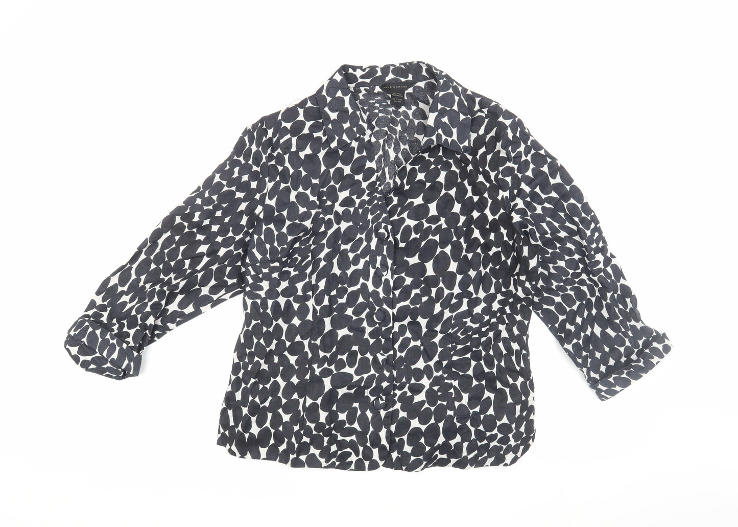 Anne Carson Women's Black Geometric Blouse L