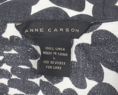 Anne Carson Women's Black Geometric Blouse L