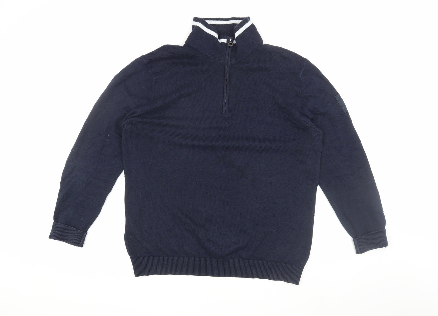 Escales Men's 2XL Blue Full Zip Cotton Cashmere Jumper