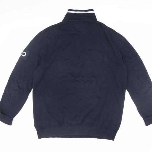 Escales Men's 2XL Blue Full Zip Cotton Cashmere Jumper