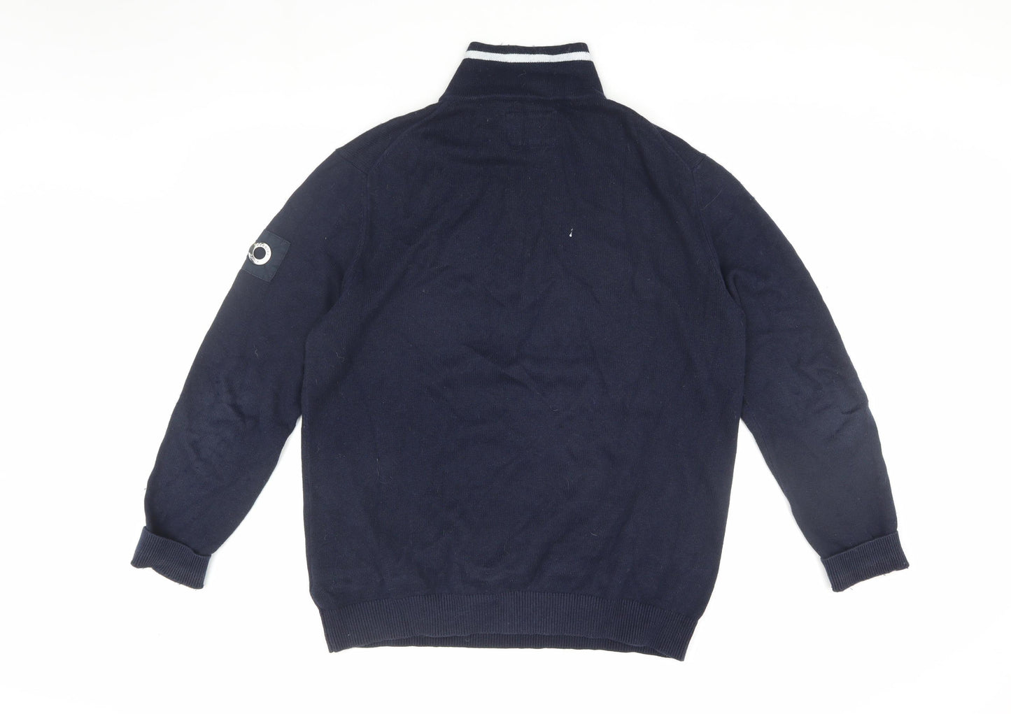 Escales Men's 2XL Blue Full Zip Cotton Cashmere Jumper