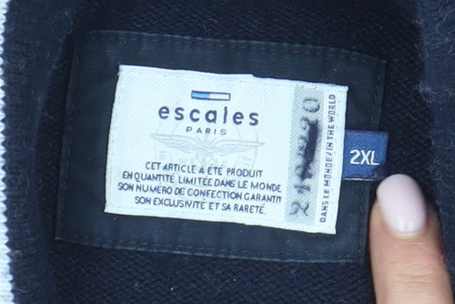 Escales Men's 2XL Blue Full Zip Cotton Cashmere Jumper