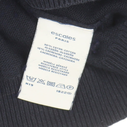 Escales Men's 2XL Blue Full Zip Cotton Cashmere Jumper