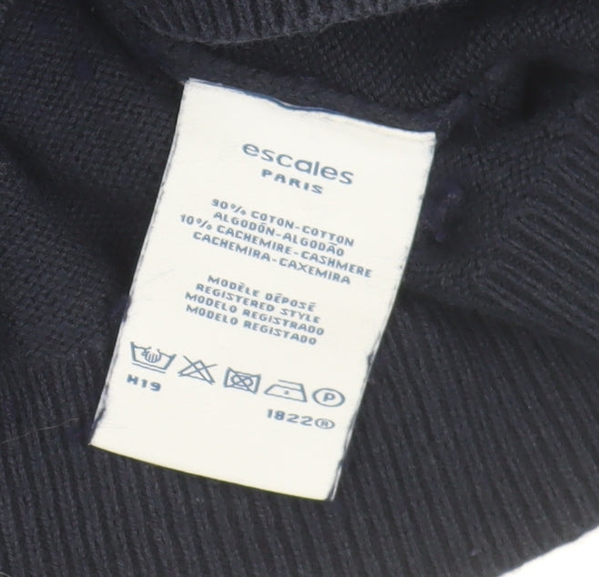 Escales Men's 2XL Blue Full Zip Cotton Cashmere Jumper