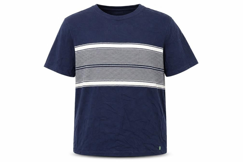 Buckley Mens Blue Striped T-Shirt XL Crew Neck