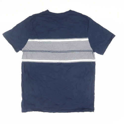 Buckley Mens Blue Striped T-Shirt XL Crew Neck